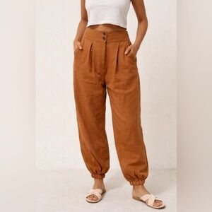 Stillwater Rust Lyocell Pleated Trousers Jogger Pants Made in USA Size Medium